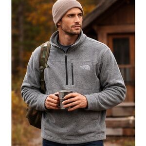 The North Face Men’s XL Gray Quarter Zip Fleece Pullover Sweater Outdoor Hiking
